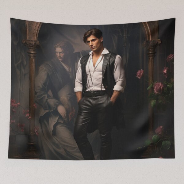 Item preview, Handsome brunette strong man posing in front of a painting designed and sold by Extraordinarym.