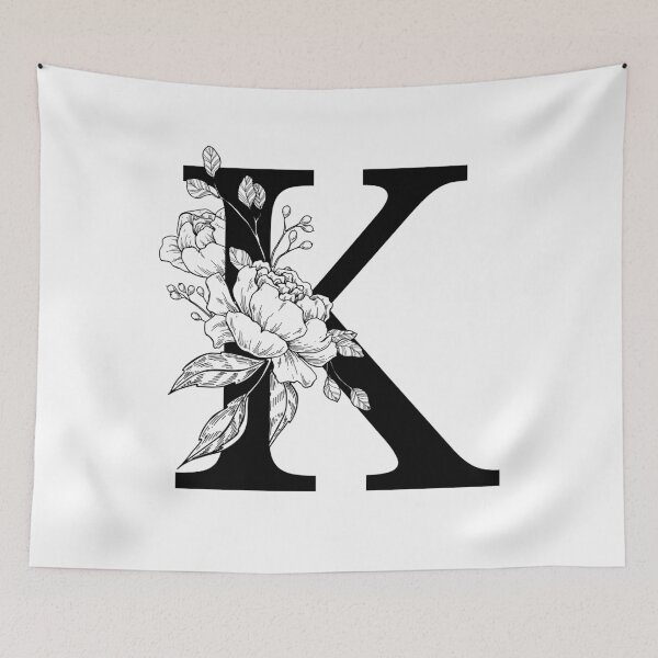 Item preview, K Botanical Monogram. Detailed Peony Drawing designed and sold by epine.