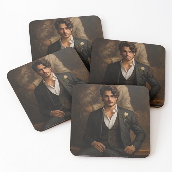 Item preview, Handsome brunette wearing a suit in a beautiful surrounding designed and sold by Extraordinarym.