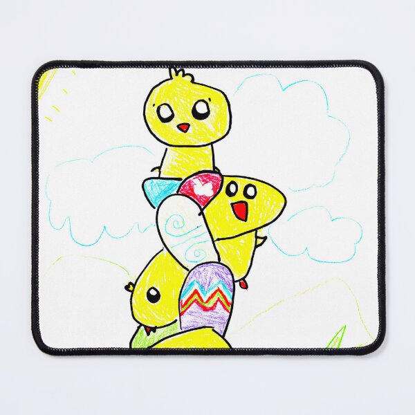 Item preview, Easter chicks stacked on top of each other vertically drawn by an 8 year old from New Zealand designed and sold by cuteyanimals.