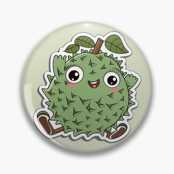 Item preview, A smiling durian cute fruit, kawaii cartoon durian designed and sold by EmeraldeaArt.