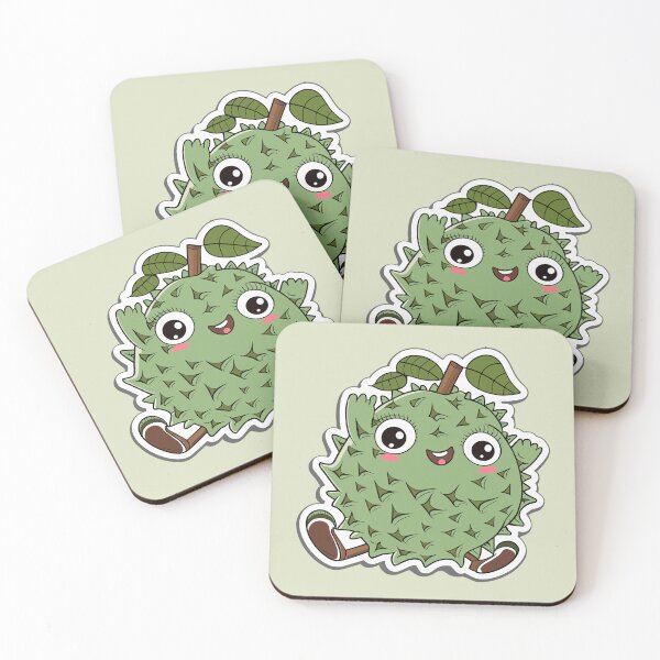 Item preview, A smiling durian cute fruit, kawaii cartoon durian designed and sold by EmeraldeaArt.