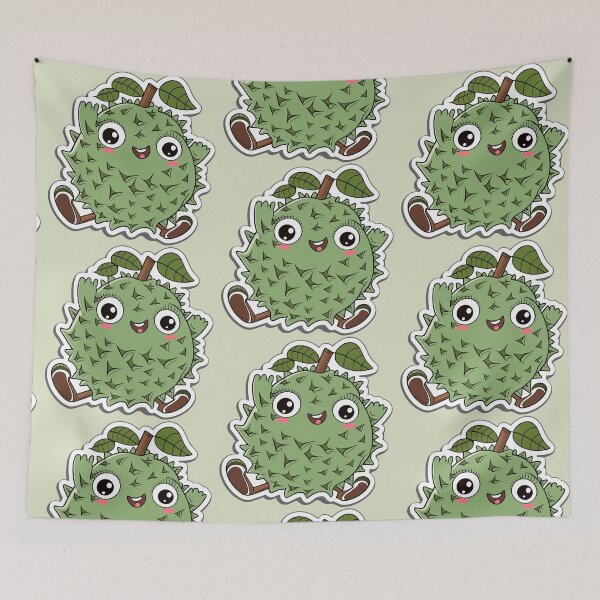 Item preview, A smiling durian cute fruit, kawaii cartoon durian designed and sold by EmeraldeaArt.