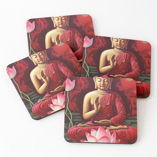Item preview, red Geometric Buddha designed and sold by bharuarts.