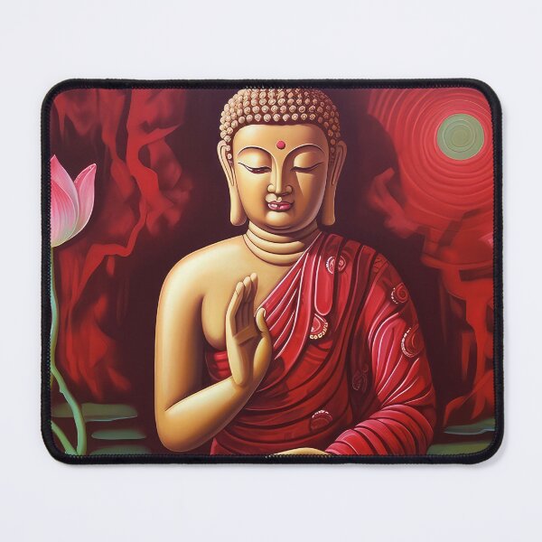 Item preview, red Geometric Buddha designed and sold by bharuarts.