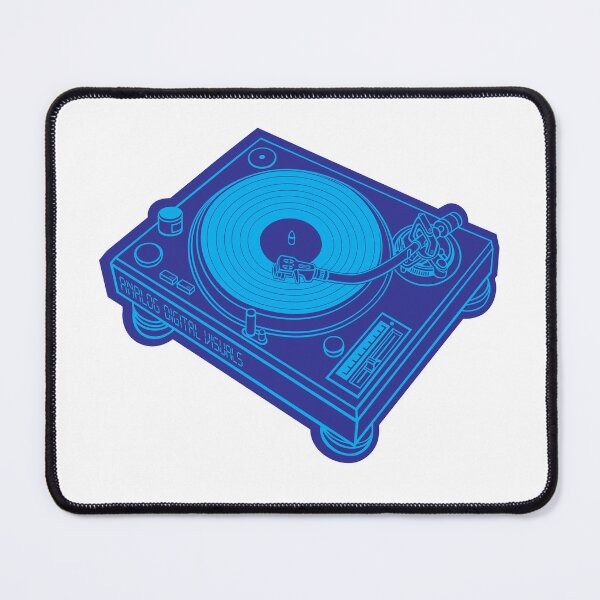 Item preview, DJ Turntable Retro Graphic Tee (Vivid Cerulean Lines + Dark Blue Drop Shadow) Analog / Music designed and sold by analogdigitalvz.