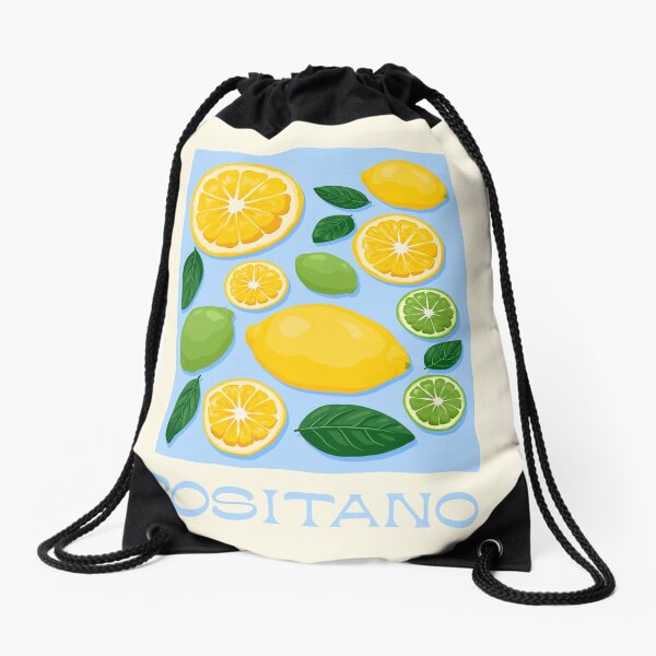 Fresh citrus in mesh bag on beige background. Lemons and limes in