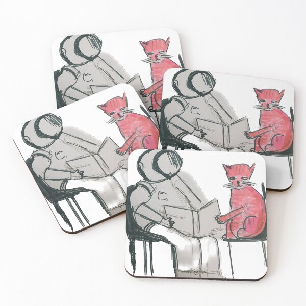 Item preview, The astronaut in the pink cat read a story together designed and sold by Bluebell art.