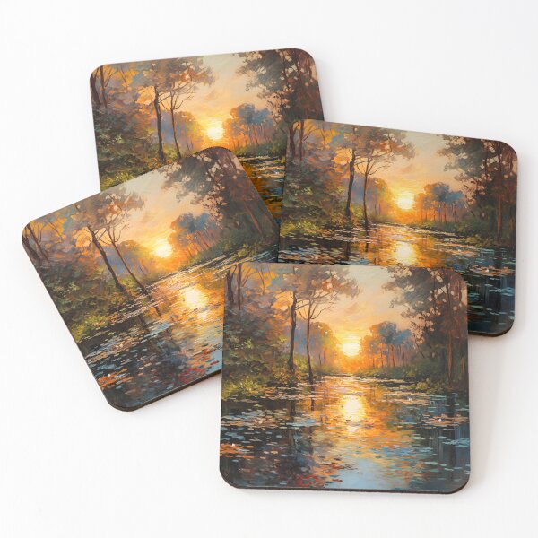 Item preview, Sunrise, or sunset, in a forest drawn by an impressionist designed and sold by PetroliniVideo.