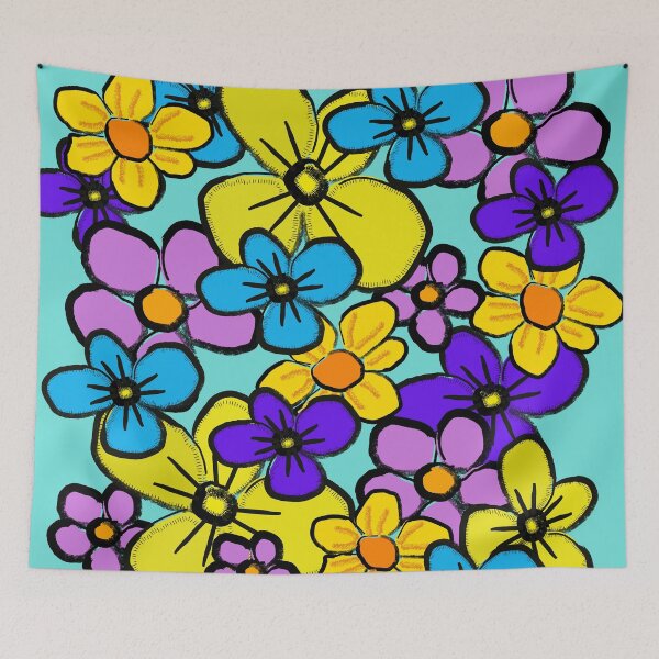 Item preview, retro colorful flower pattern designed and sold by pauloneill-art.