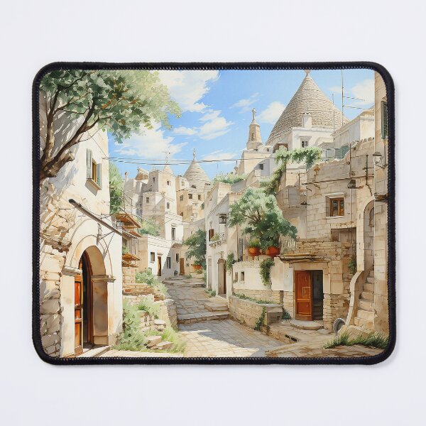 Item preview, watercolor painting of the city of Alberobello in Puglia designed and sold by Mickeymouse2023.