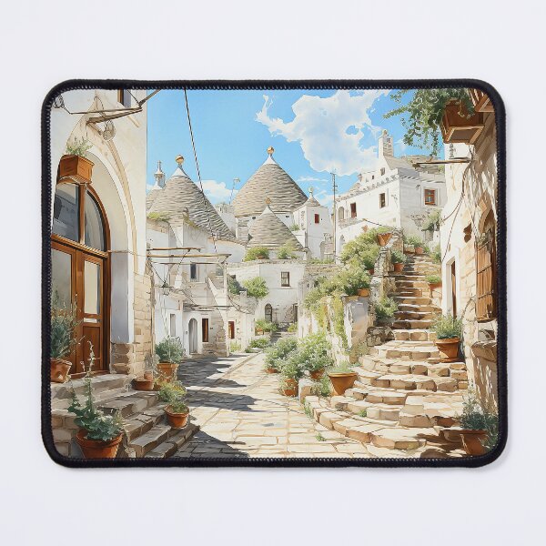 Item preview, Puglia Alberobello city watercolor painted designed and sold by Mickeymouse2023.