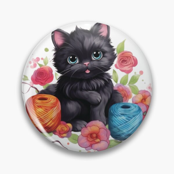 Item preview, Cute black kitten ​playing with yarn designed and sold by PersoPrints.