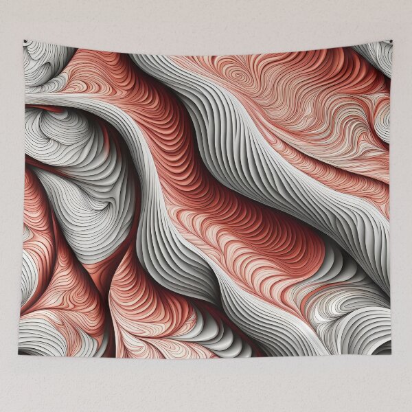 Item preview, Waite & red Flowing Abstract Curves Pattern. designed and sold by ARichArts.