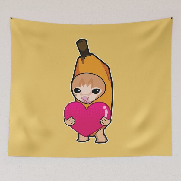 Item preview, ORANGE banana cat holding heart meme designed and sold by Rzera-.