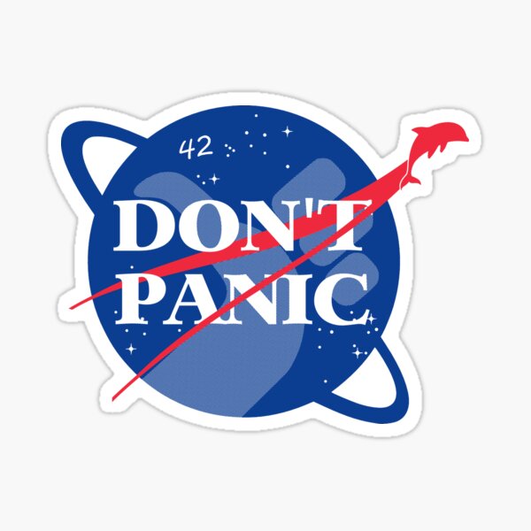  Hitchhiker's Guide to The Galaxy Don't Panic Black Decal Vinyl  Sticker, Cars Trucks Vans Walls Laptop, Black, 5.5 x 4 in