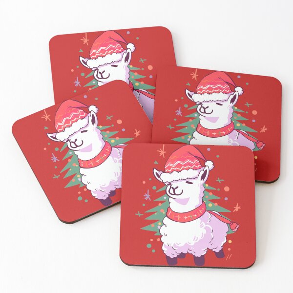 Item preview, Llama in a Santa hat holding a Christmas tree designed and sold by Niktarka.