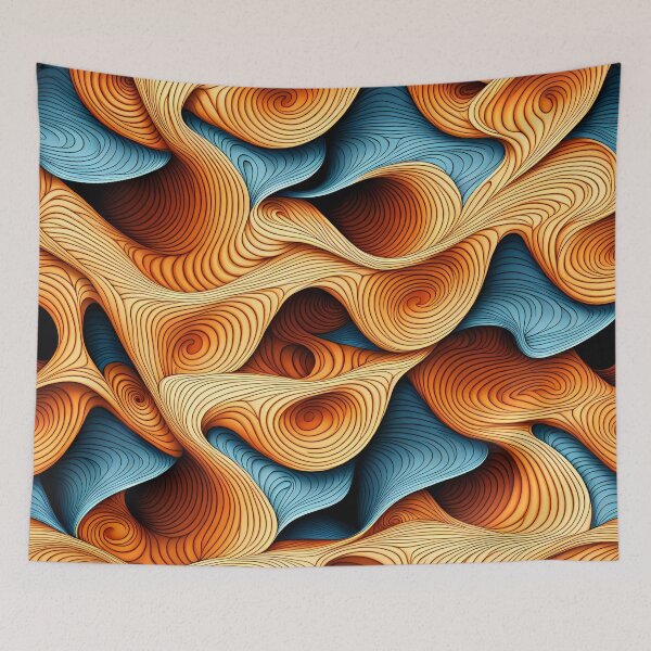 Item preview, Blue & Yellow Abstract Curves Pattern. designed and sold by ARichArts.