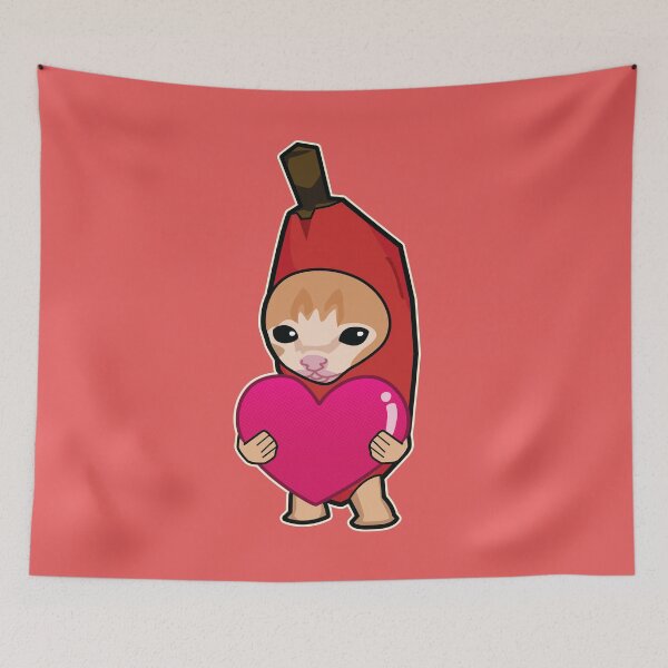 Item preview, RED banana cat holding heart meme designed and sold by Rzera-.