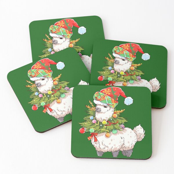 Item preview, Llama in a Santa hat holding a Christmas tree designed and sold by Niktarka.