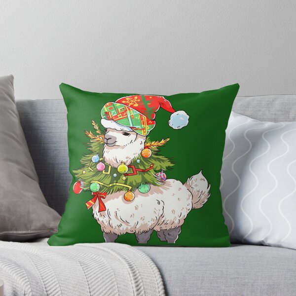 Item preview, Llama in a Santa hat holding a Christmas tree designed and sold by Niktarka.