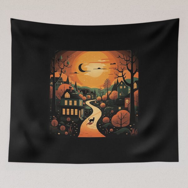 Item preview, Halloween scene black cat designed and sold by Inky-Spiration.