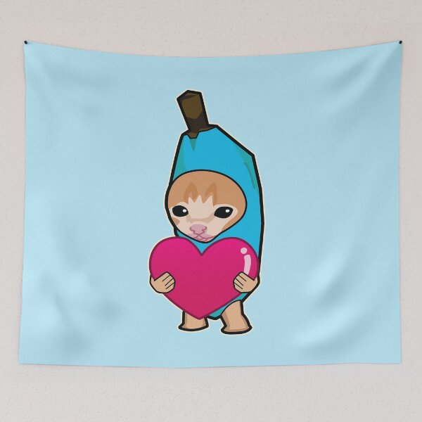 Item preview, SKY BLUE banana cat holding heart meme designed and sold by Rzera-.