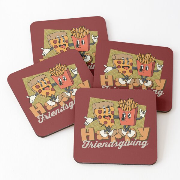 Item preview, Autumn vibe Happy Friendsgiving Retro Cartoon Pizza and French fries designed and sold by VieBelieve.