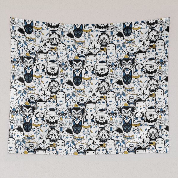 Item preview, Japanese Mask Festival_BlueYellow designed and sold by JuneDao.