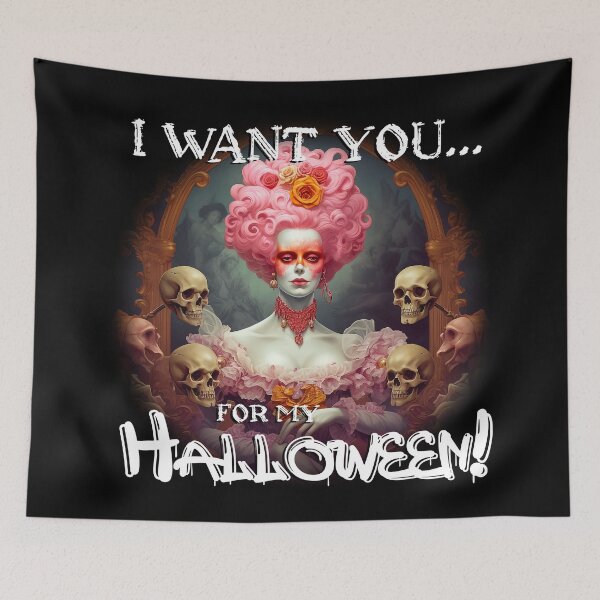 Item preview, "Sinister Halloween Soiree: Skulls, Malevolent Women, and a Haunting Atmosphere" t-shirt and stickers  designed and sold by Mickeymouse2023.
