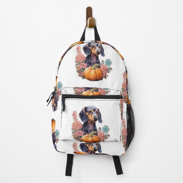 Item preview, Floral Dachshund with Fall Pumpkin: A Whimsical Autumn Delight designed and sold by 21 Tulips.