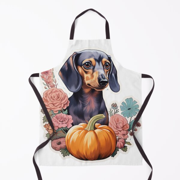 Item preview, Floral Dachshund with Fall Pumpkin: A Whimsical Autumn Delight designed and sold by 21 Tulips.