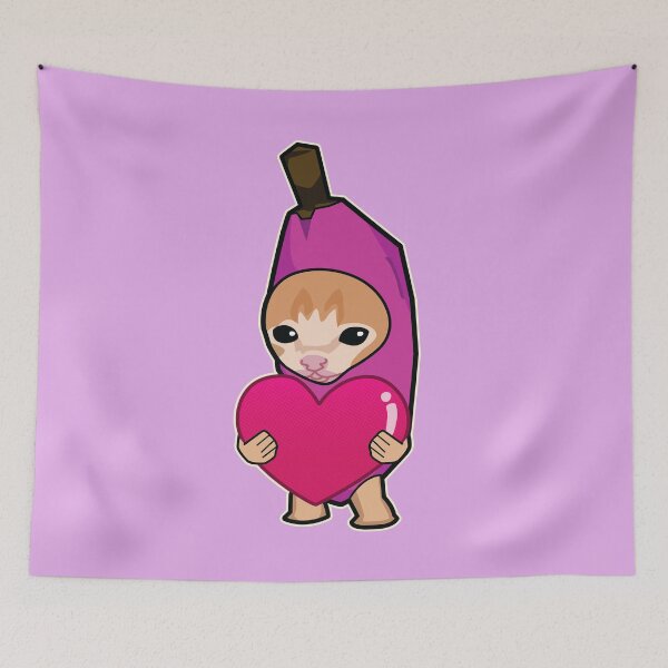 Item preview, PURPLE banana cat holding heart meme designed and sold by Rzera-.