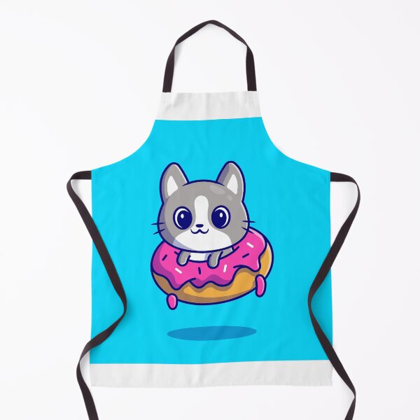Artikelvorschau, Süße Katze mit Donut - flacher Cartoon-Stil entworfen und verkauft von hjian8219.