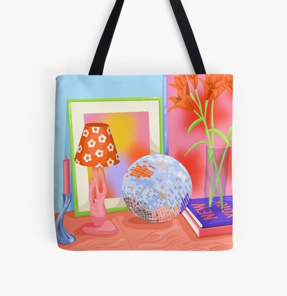 Retro Flower Aesthetic Canvas Tote Bag With Zipper