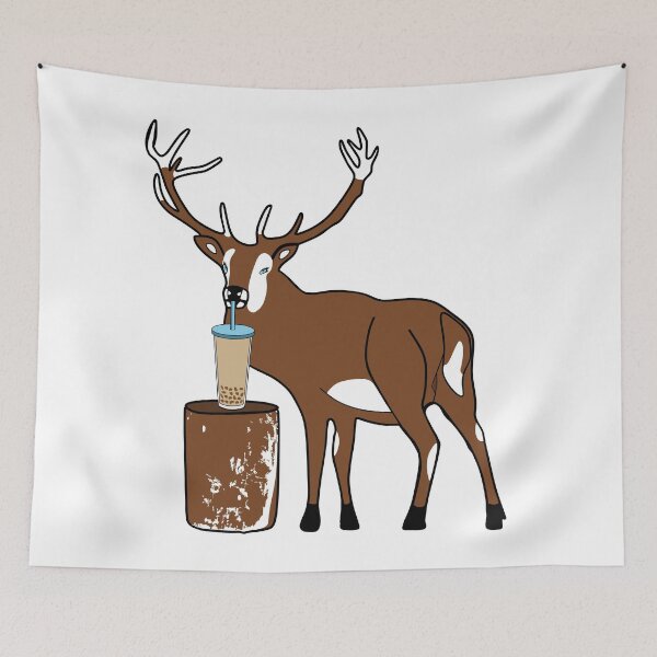 Item preview, Reindeer drinking bubble tea designed and sold by UniqueDesignHub.