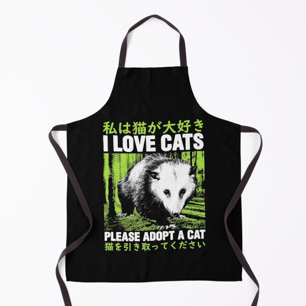 Item preview, I Love Cats Opossum Japanese in Green designed and sold by VintageMedatsu.