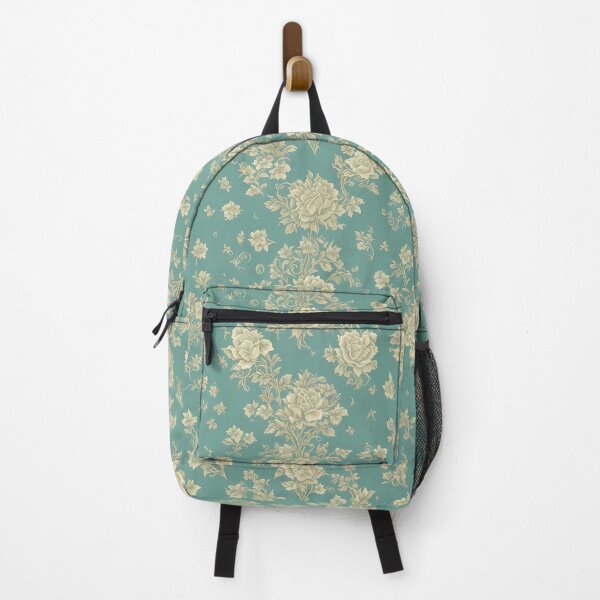 Item preview, Vintage Turquoise and Cream Roses Floral Pattern designed and sold by FlowerMeFlorals.
