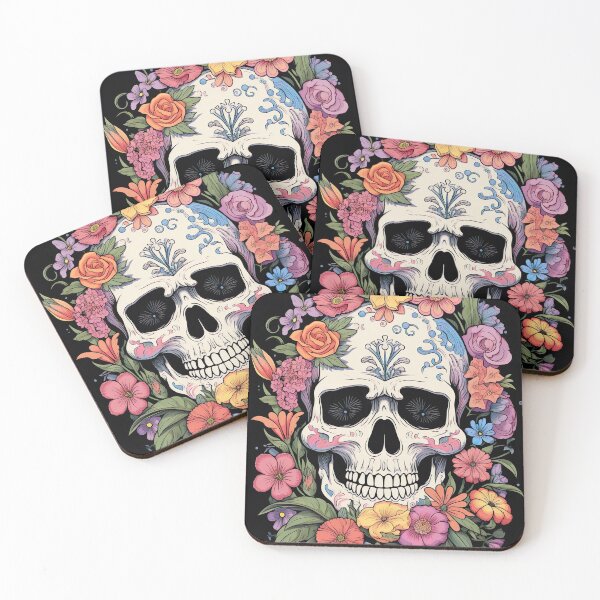 Item preview, Flowers and blooming skulls 3 designed and sold by Kalsaver.