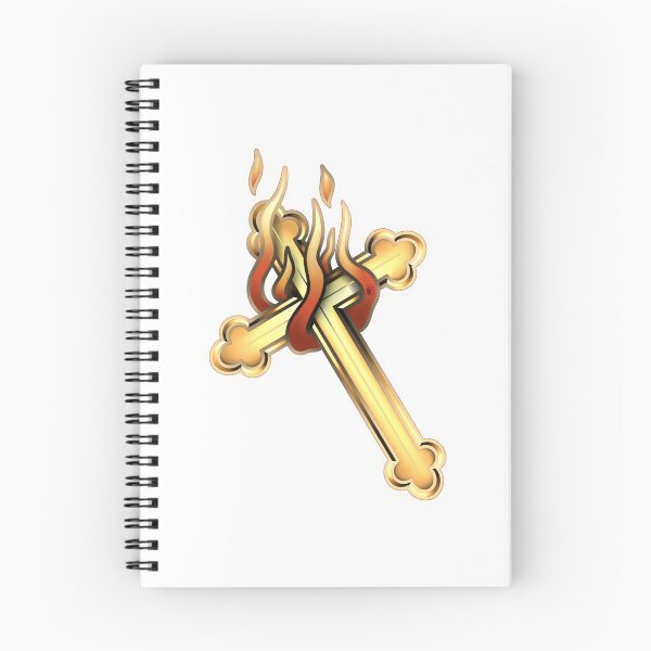 Artikelvorschau, Inktober Old-School-Tattoo mit goldenem Kreuz entworfen und verkauft von prscllart.