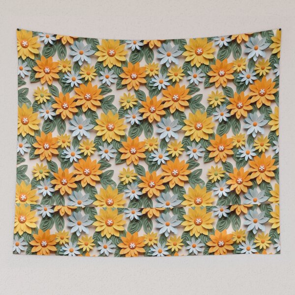 Item preview, Morning flowers paper craft Throw Blankets & Tapestries designed and sold by Aopo Chaloemphon.