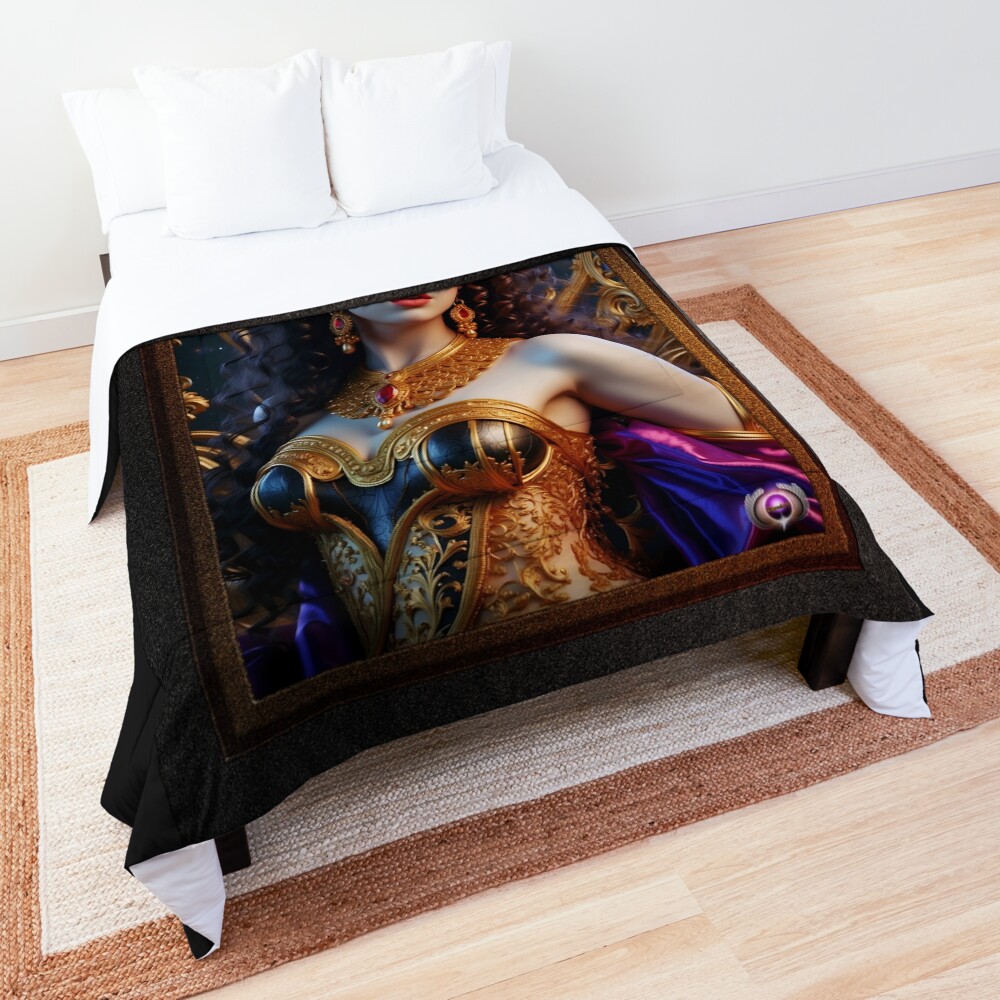 Empress Of The Kalimarini Alluring AI Concept Art by Xzendor7 Decorative Comforter Art Print