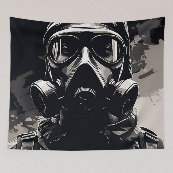 Item preview, Photo of a soldier wearing a gas mask 3 designed and sold by Kalsaver.