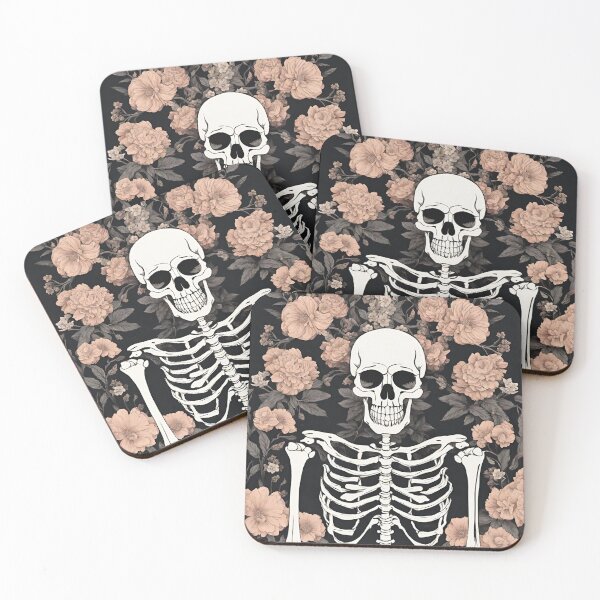 Item preview, spooky human skeleton among flowers designed and sold by in-leggings.
