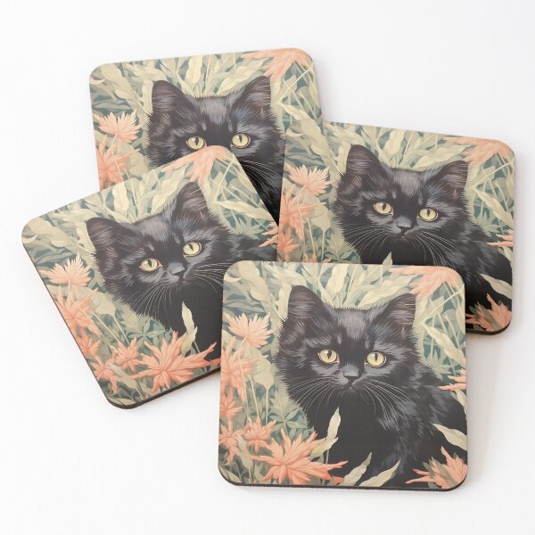 Item preview, Cute Black Kitten in Foliage: A Whimsical Playful Encounter designed and sold by 21 Tulips.