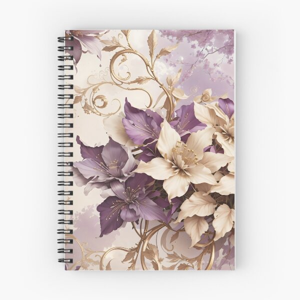 Item preview, Vintage Floral Cream and Purple Clematis designed and sold by FlowerMeFlorals.