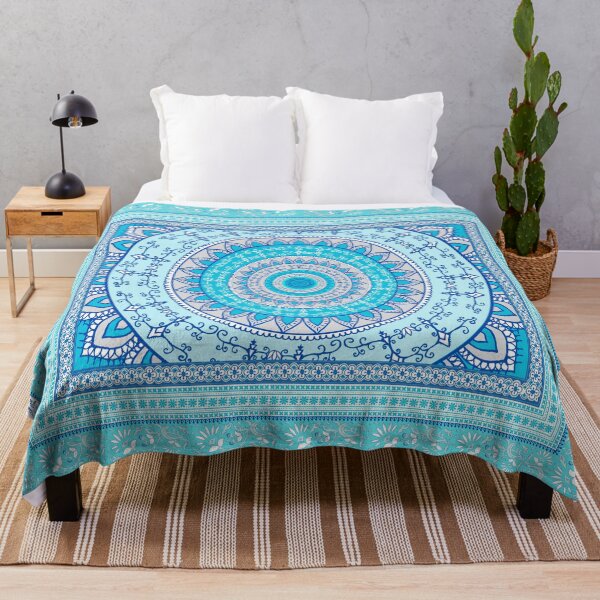 Item preview, Mandala duvet cover turquoise dorm room bedding designed and sold by Inspiro Studio.