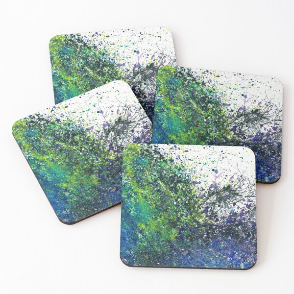 Item preview, Our Earth Is Always Breathing #533 Original Hand-painted Abstract Painting Detail 1 In Blue Green Purple Earth Tones Inspired By Gaia Mother Nature Spring Summer Rainforest Aquatic Plants Boho Pattern designed and sold by Rainbow Artist Orlando L.