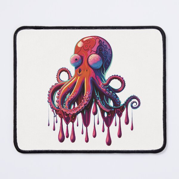 Item preview, Trippy Dripping Red Octopus Alien Creature Bright Paint Style designed and sold by AizyAlien.