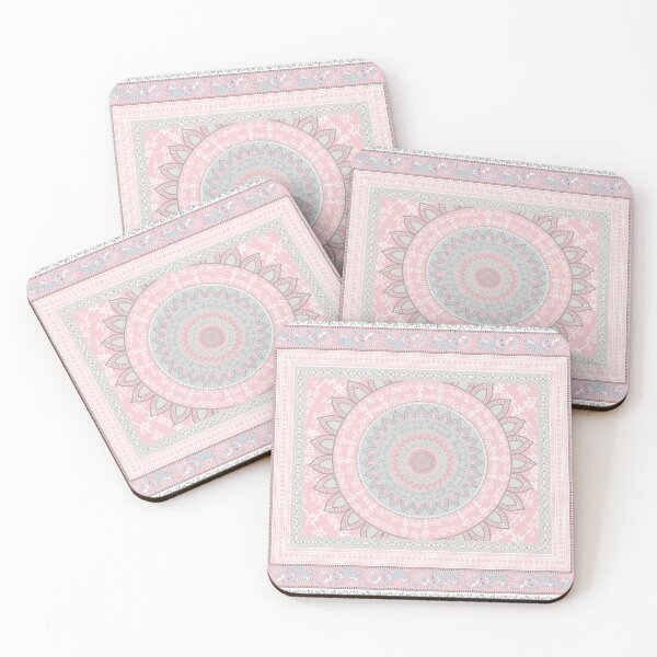 Item preview, Mandala duvet cover soft pastel pink dorm room bedding designed and sold by Inspiro Studio.